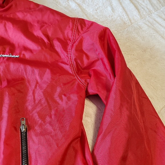 Budweiser Nylon Jacket XL Red Embroidered logos Mens Extra Large Hub-Capz - Picture 5 of 15